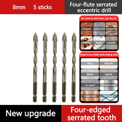 High-Strength 4-Flute Serrated Eccentric Drill Bit Kit - (Set of 13)