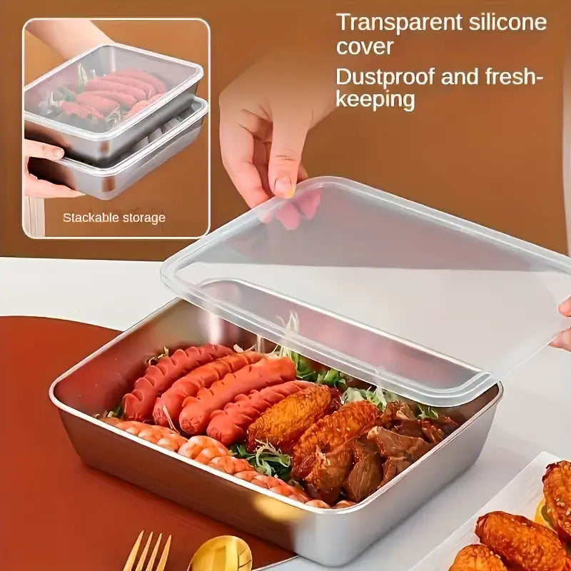 Non Stick Baking Pan Food Storage Box with Cover Pack of 2 🔥🔥
