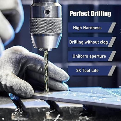 High-Strength 4-Flute Serrated Eccentric Drill Bit Kit - (Set of 13)