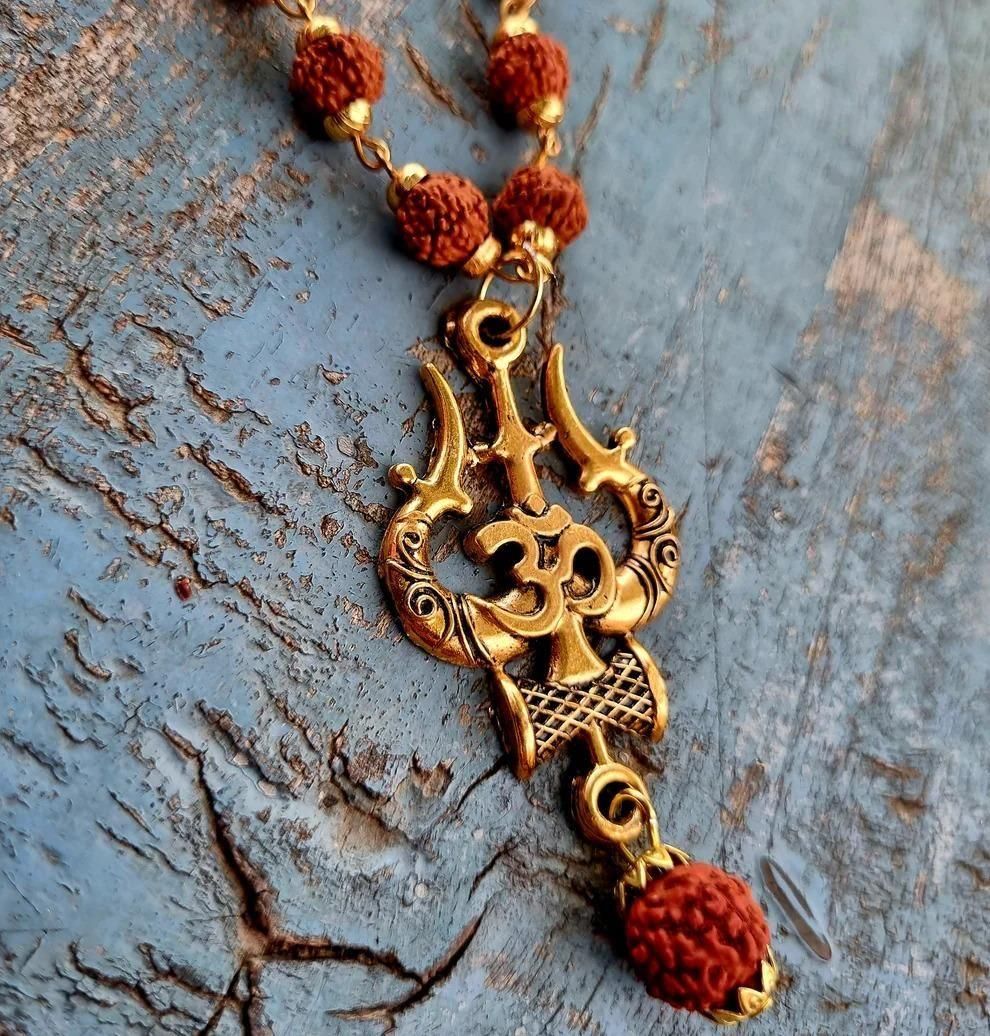 Rudraksha Trishul Chain
