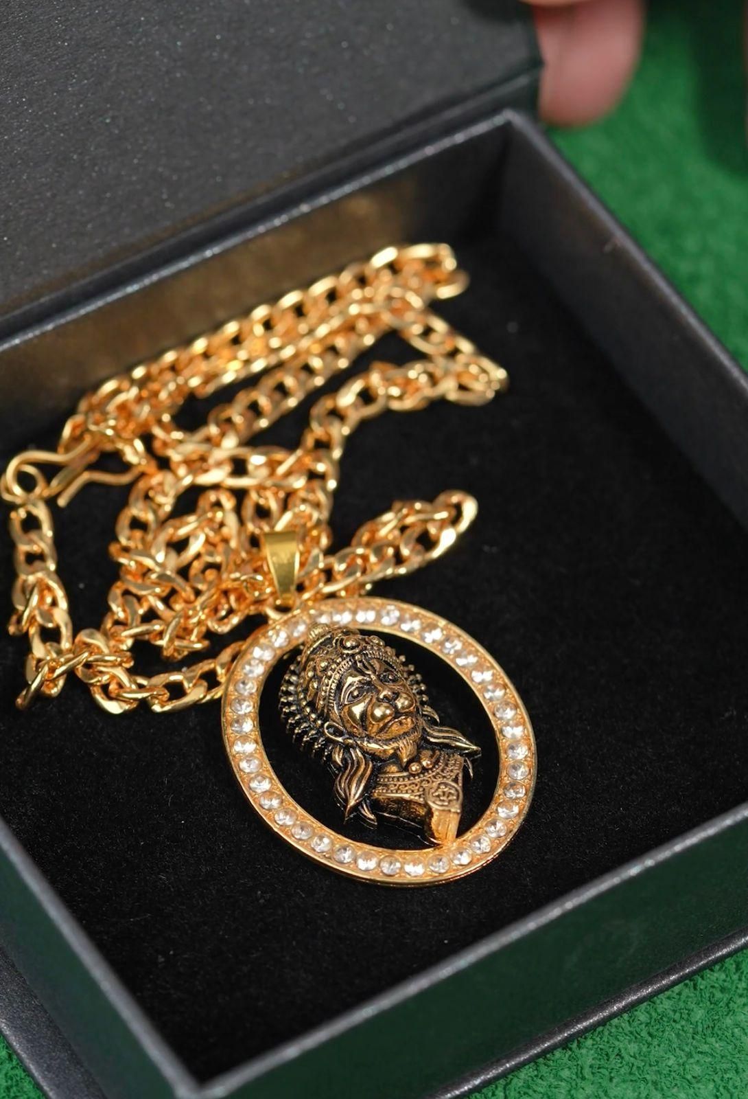 Gold-plated Hanuman Diamond Alloy Pendant
