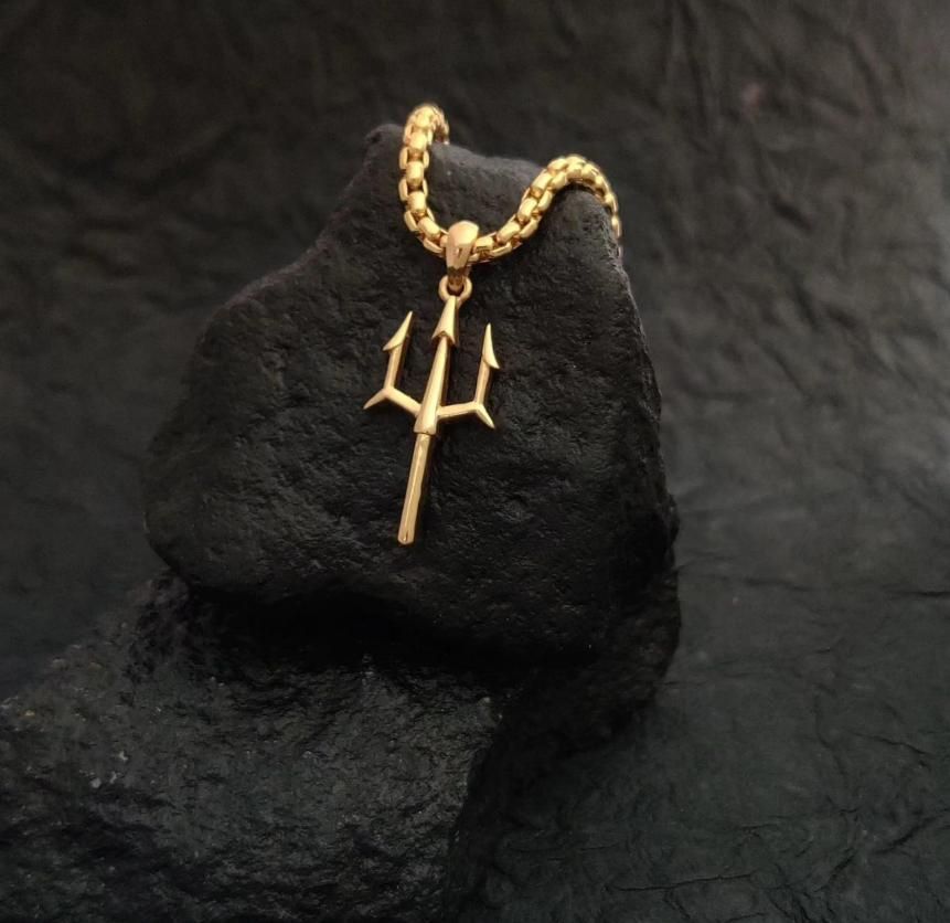 Gold Plated Trishul Pendant