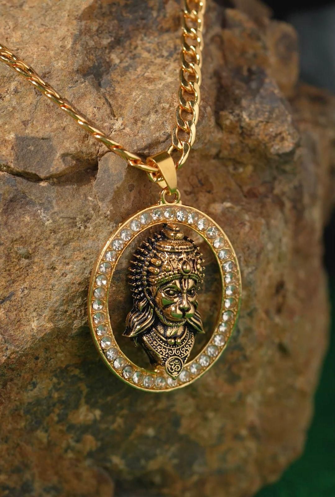 Gold-plated Hanuman Diamond Alloy Pendant