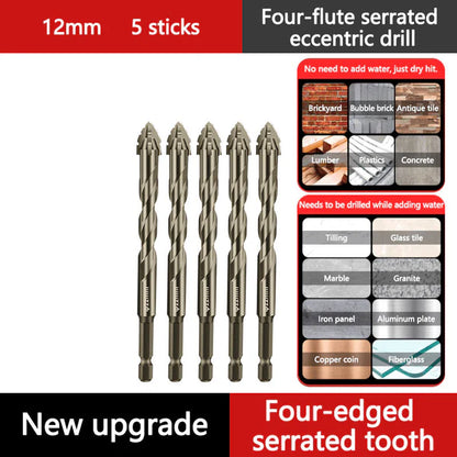 High-Strength 4-Flute Serrated Eccentric Drill Bit Kit - (Set of 13)