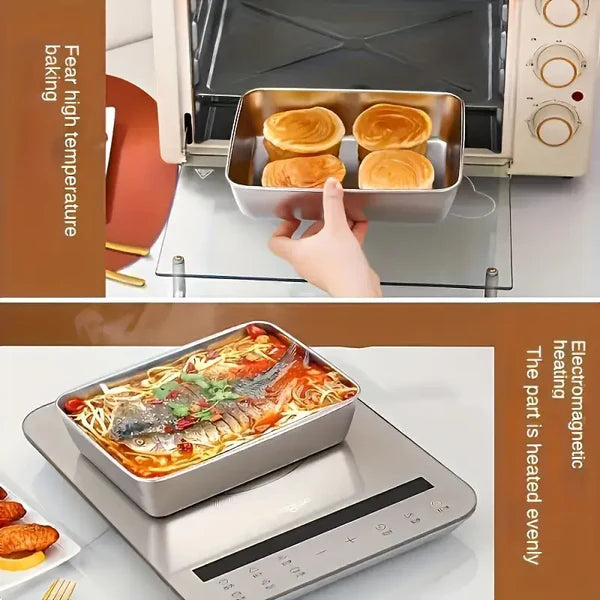 Non Stick Baking Pan Food Storage Box with Cover Pack of 2