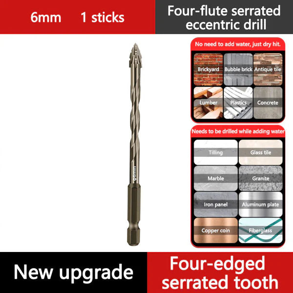 High-Strength 4-Flute Serrated Eccentric Drill Bit Kit - (Set of 13)